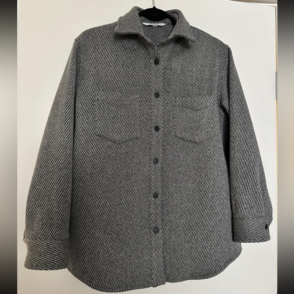 Gray Women's Button-Front Wool Blend Jacket